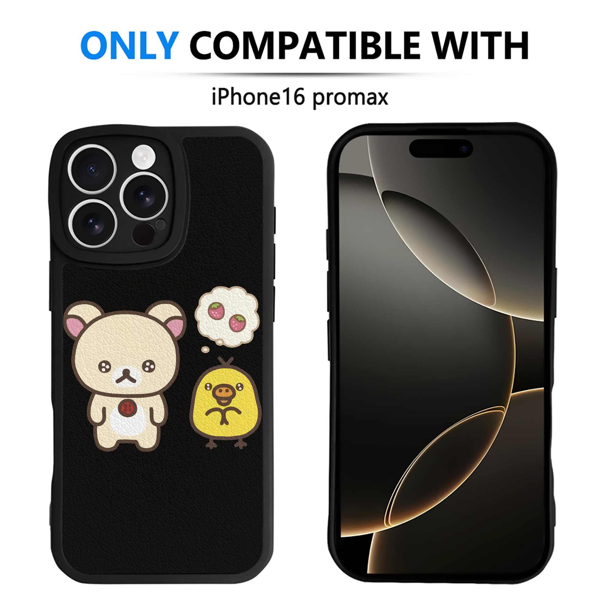 （画像用） リラックマ リラックマ キイロイトリ Rilakkuma Korilakkuma Kiiroitori 【iPhone 16シリーズ対応】シリコンスマホケース（レザー調） 材質：シリコン